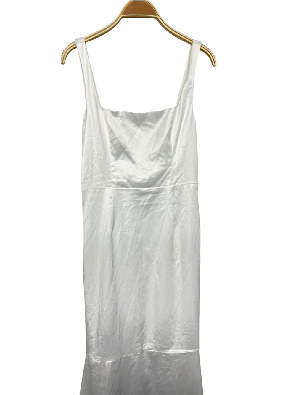 New Lulus Loveliness White Satin Backless Mermaid Gown Maxi Dress